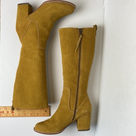 Anthropologie Bill Blass Becket Suede Leather Knee High Boots Sz 6 Hippie Office - Picture 15 of 16